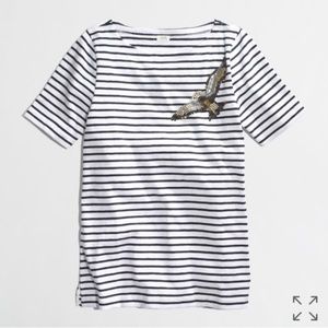 J.Crew Factory stripe sequin bird graphic tee size M